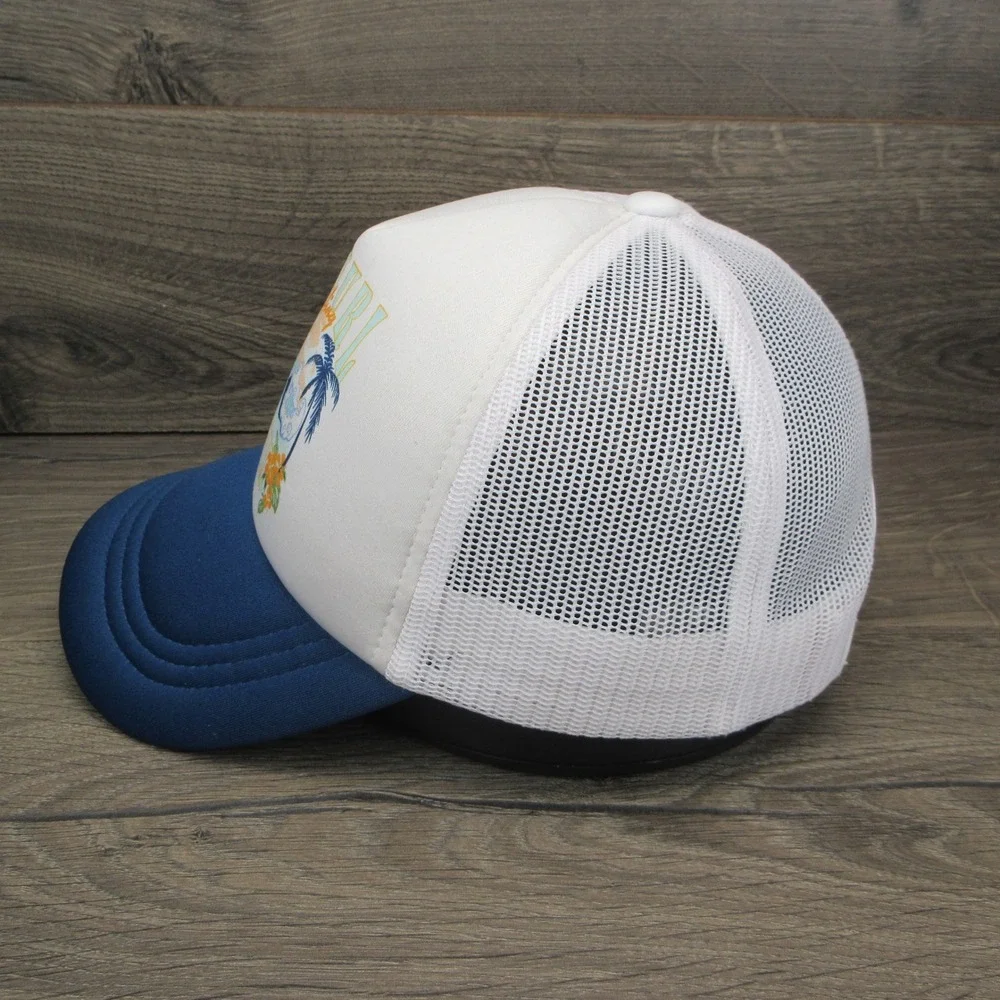 Rip Curl Hat Cap Mens Snap Back Blue White Hawaii Surfing Low Profile Trucker